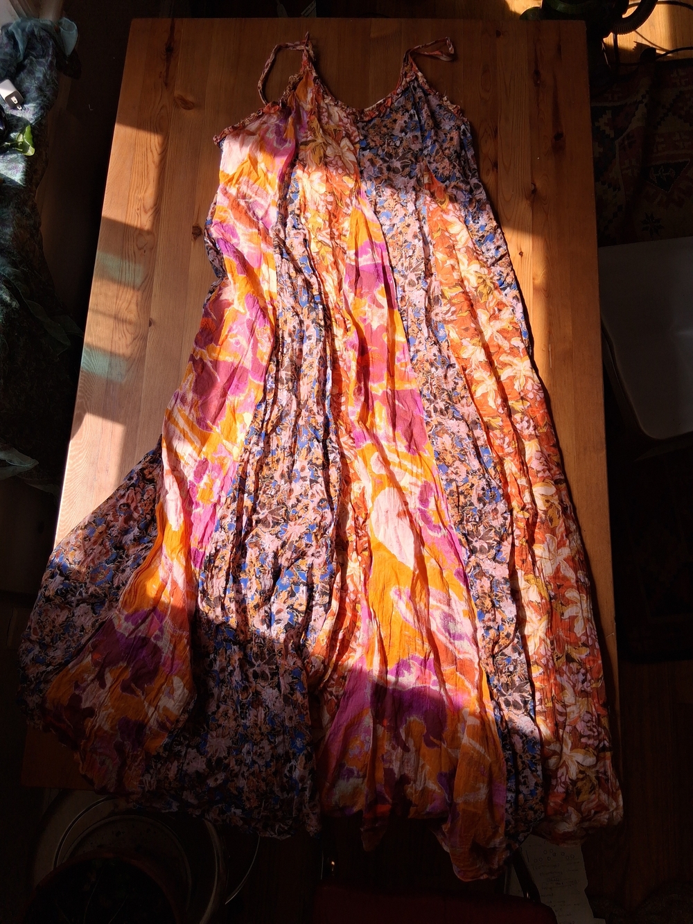 Free People Floral Maxi Dress, Vibrant Colorful Funky Pattern
